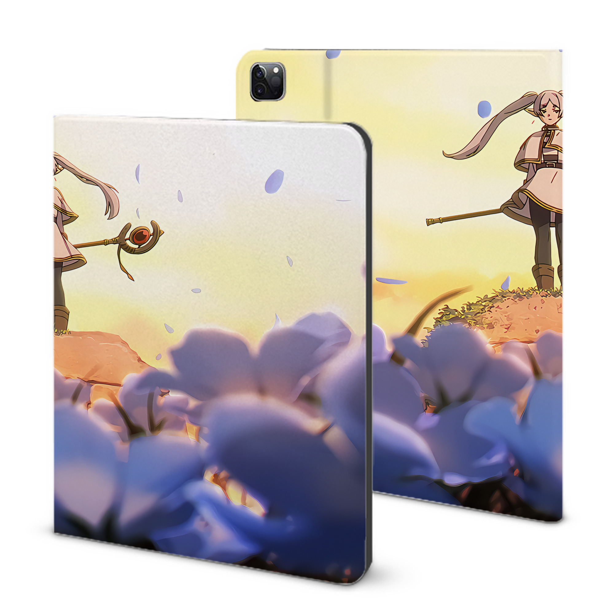 （画像用） 葬送のフリーレン Frieren IPad ケース ブック型 PUレザー TPU 耐衝撃 軽量 薄型 ペン収納なし 全面保護 IPad 各モデル対応